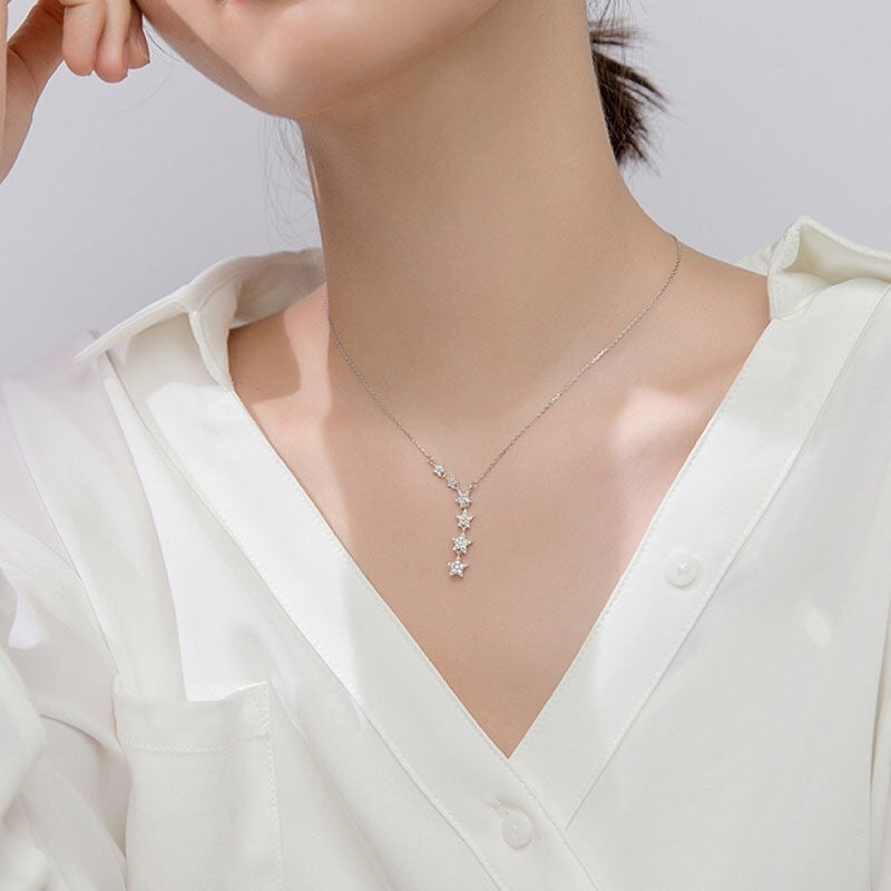 Dazzling Seven Stars Pendant Necklace For Women Star Clavicle Chain Choker Necklace Wedding Jewelry