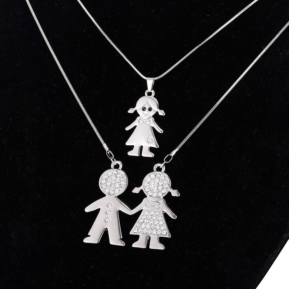 Double Layer Gold Plate Cubic Zirconia Crystal Family Necklace Gift For Women Choker Party Wedding School Jewelry New