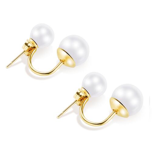 Double Pearl Earring,Double Sided Wear Pearl Stainless Steel Earrings Gift