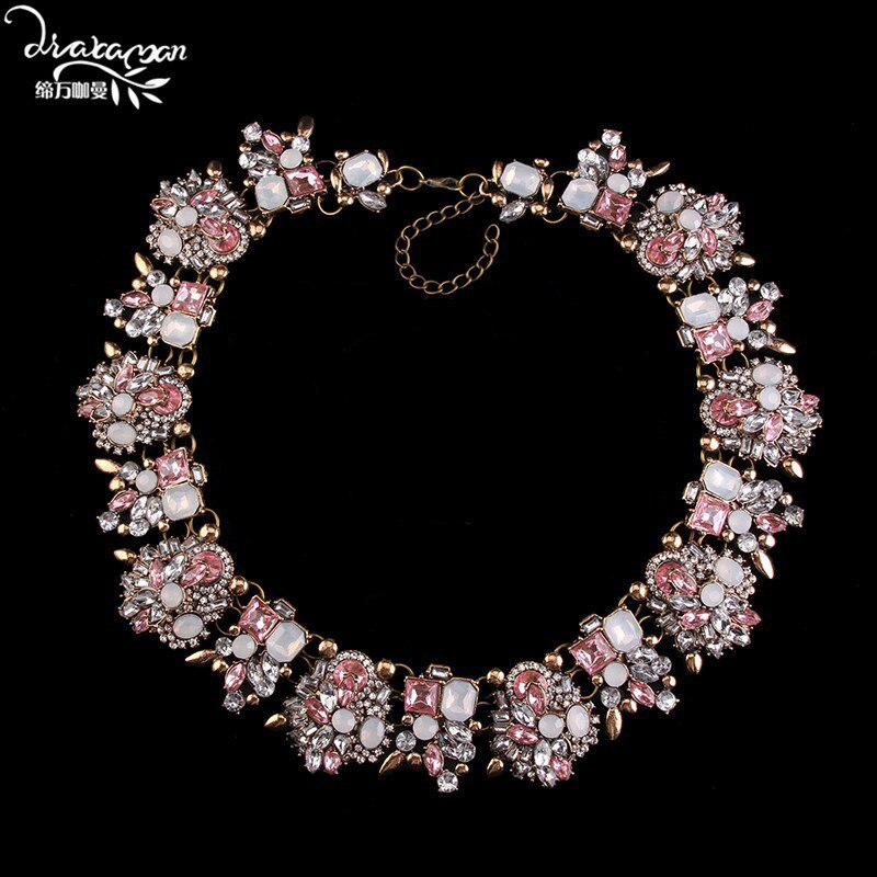 Dvacaman Brand HotHandmade Crystal Choker Necklace Women Flower Statement Necklace Engagement Show Party Jewelry O5