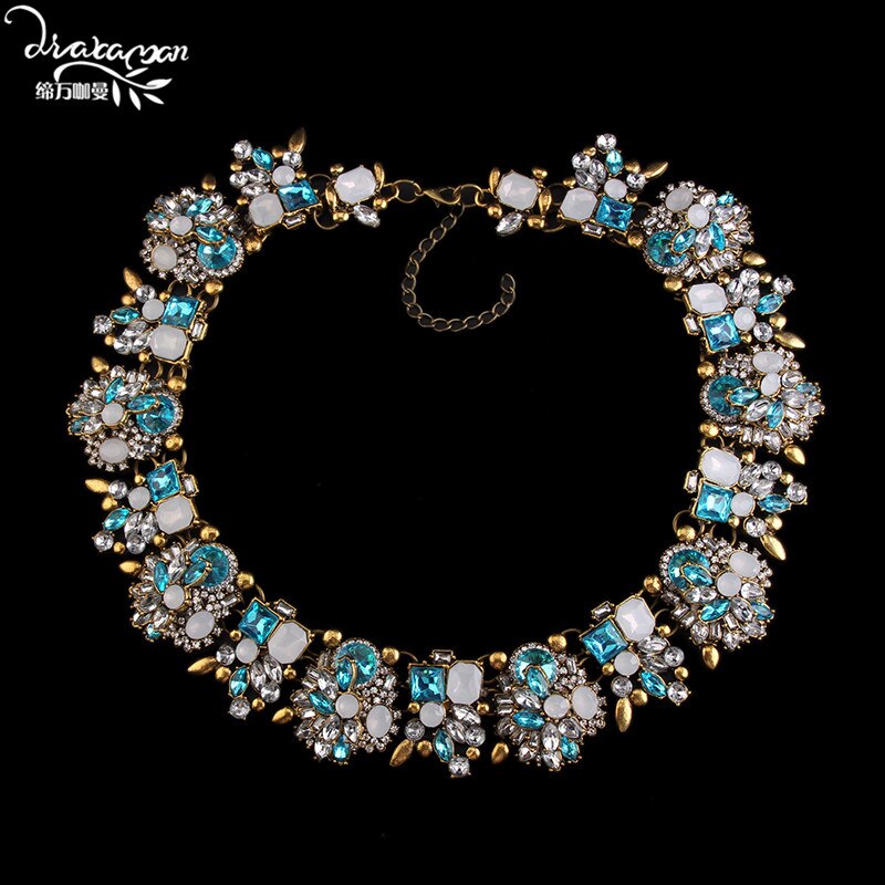 Dvacaman Brand HotHandmade Crystal Choker Necklace Women Flower Statement Necklace Engagement Show Party Jewelry O5