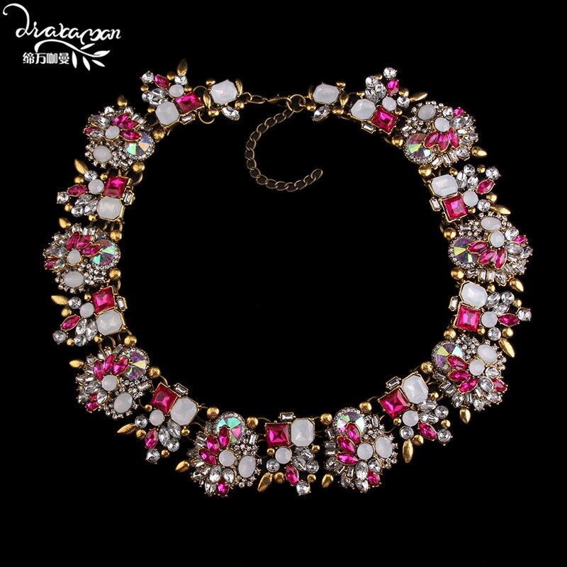 Dvacaman Brand HotHandmade Crystal Choker Necklace Women Flower Statement Necklace Engagement Show Party Jewelry O5