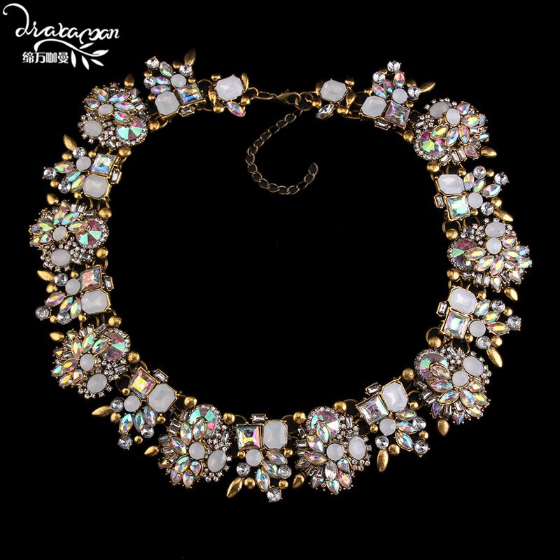 Dvacaman Brand HotHandmade Crystal Choker Necklace Women Flower Statement Necklace Engagement Show Party Jewelry O5