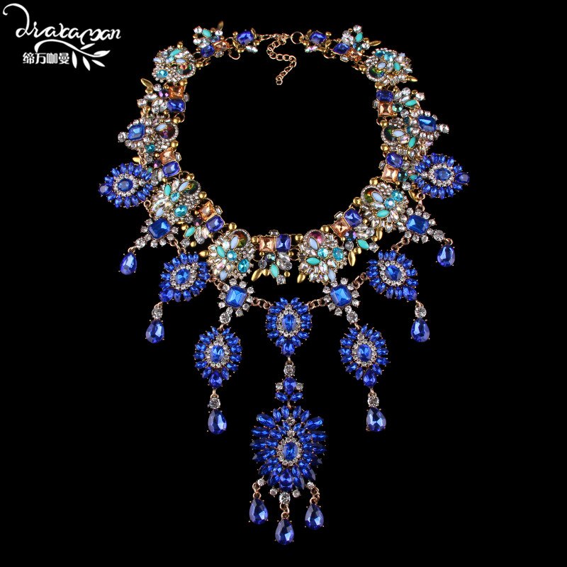 Dvacaman Brand HotHandmade Crystal Choker Necklace Women Flower Statement Necklace Engagement Show Party Jewelry O5