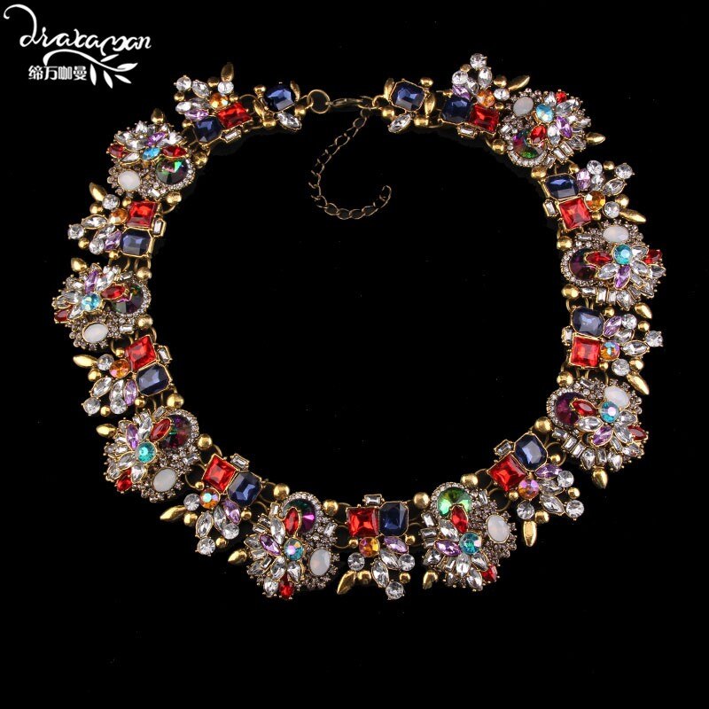 Dvacaman Brand HotHandmade Crystal Choker Necklace Women Flower Statement Necklace Engagement Show Party Jewelry O5