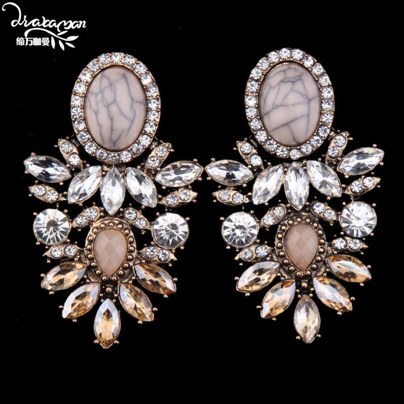 Brand Trendy Big Crystal Statement Earrings Wedding Drop Earrings Women Party Hanging Earrings Jewelry Wholesale GG40