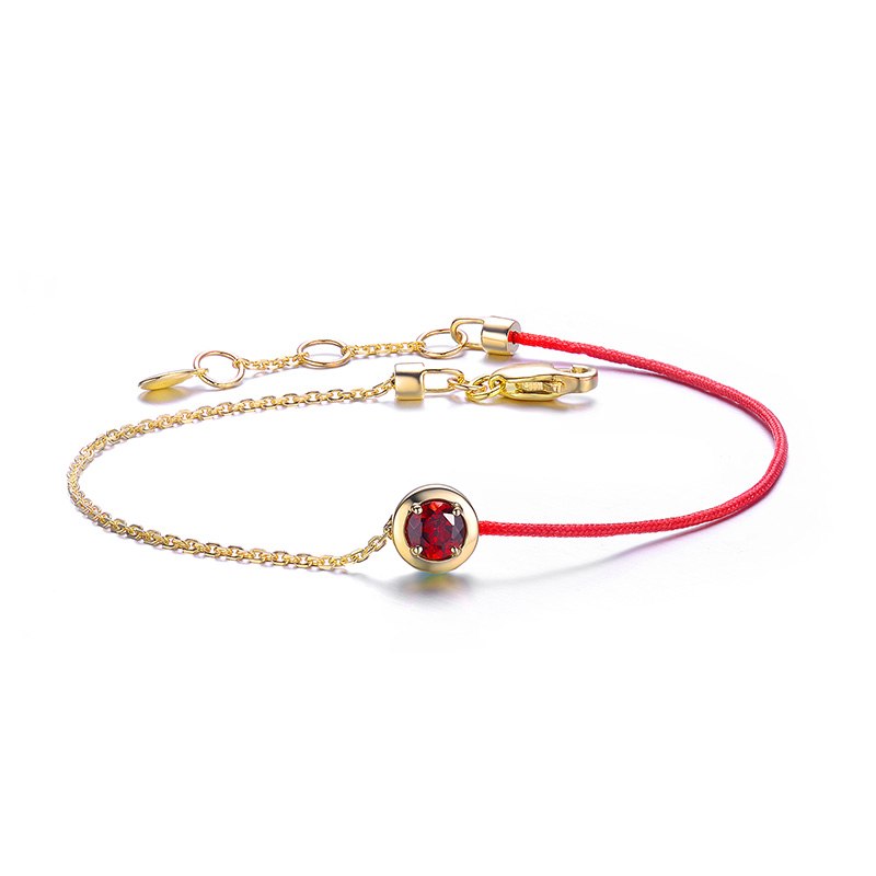 0.27 Ct Garnet 9K Yellow Gold Bracelet Blue Topaz Available Birth Stone Charm Bracelets for Woman Jewelry