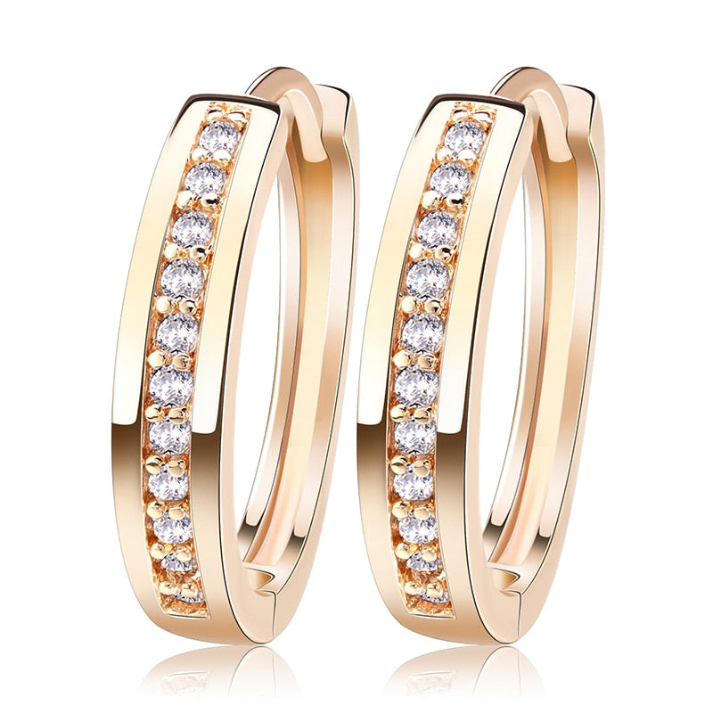 Cute Romantic Style Earrings Jewelry Gold -color Paved with AAA Cubic Zircon Stud Earrings for Women DDE34