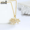 Effie Queen Gold-color Women Necklaces Maple Leaf Pendants With AAA Cubic Zircon Wedding Summer Holiday Jewelry DN171
