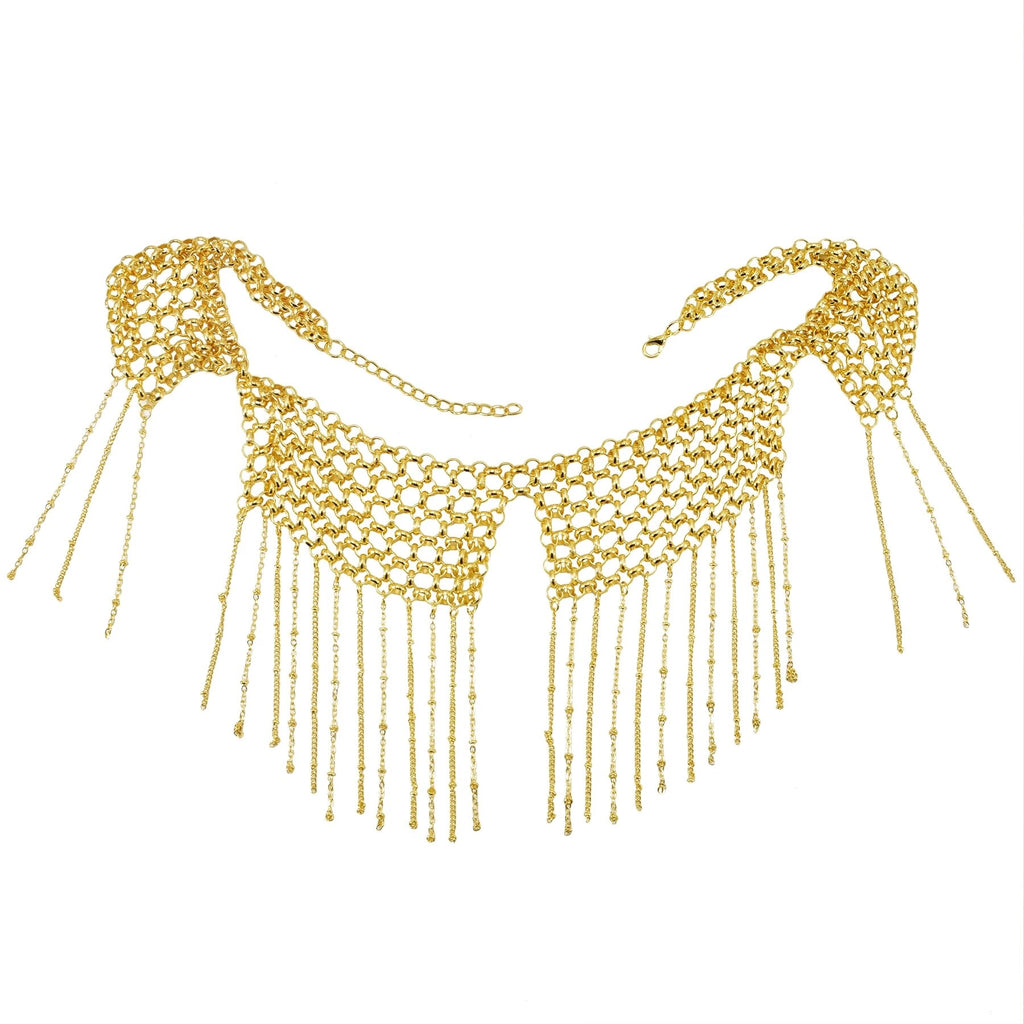 Egypt Indian Gold Alloy Choker Necklaces for Women Bohemian Big Long Tassel Tribal African Collar Necklace Party Jewelry Gift