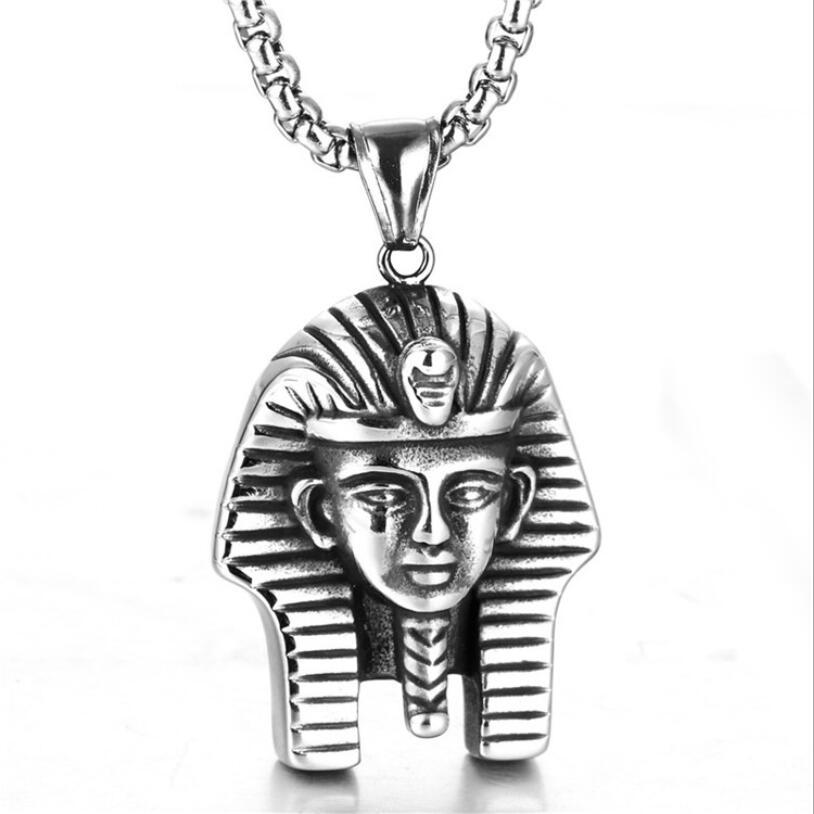 Hip Hop Ancient Egyptian Moissanite Pendant Necklace Chain Punk King Tutan  Pharaoh Men's Hip Hop Bling Necklaces Rock Party Gift