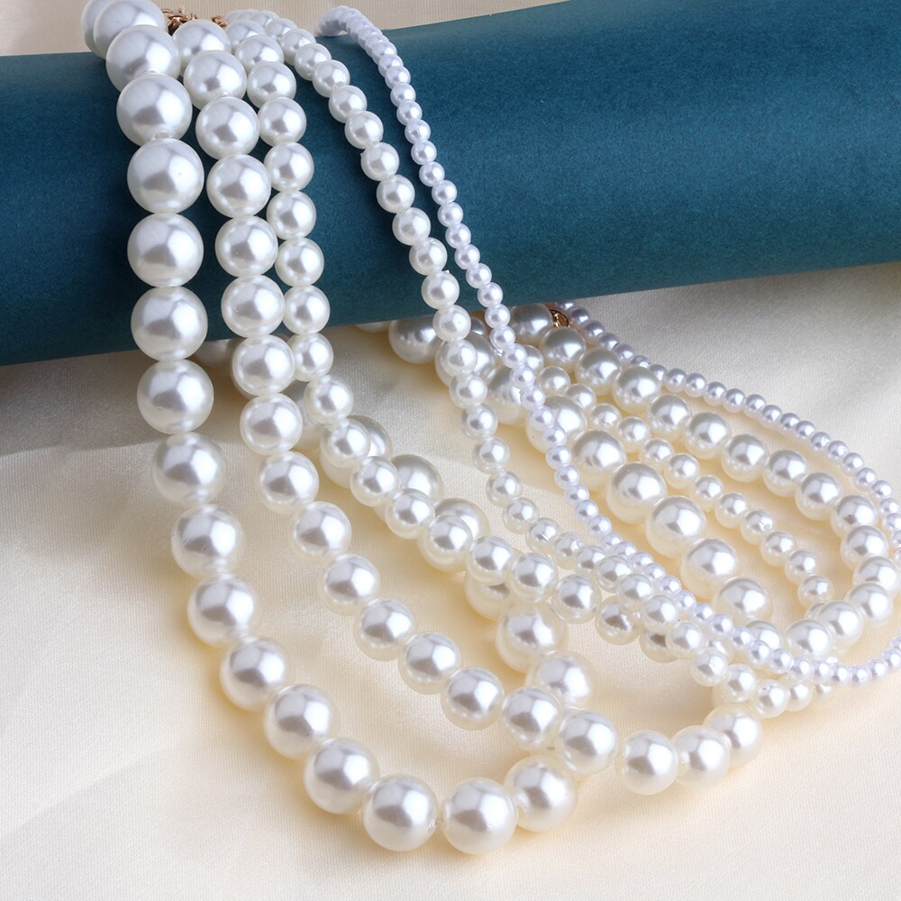 Elegant Imitation Pearl Choker Necklace for Women Big Round Pearl Wedding Necklaces Charm Party Wedding Jewelry Gifts