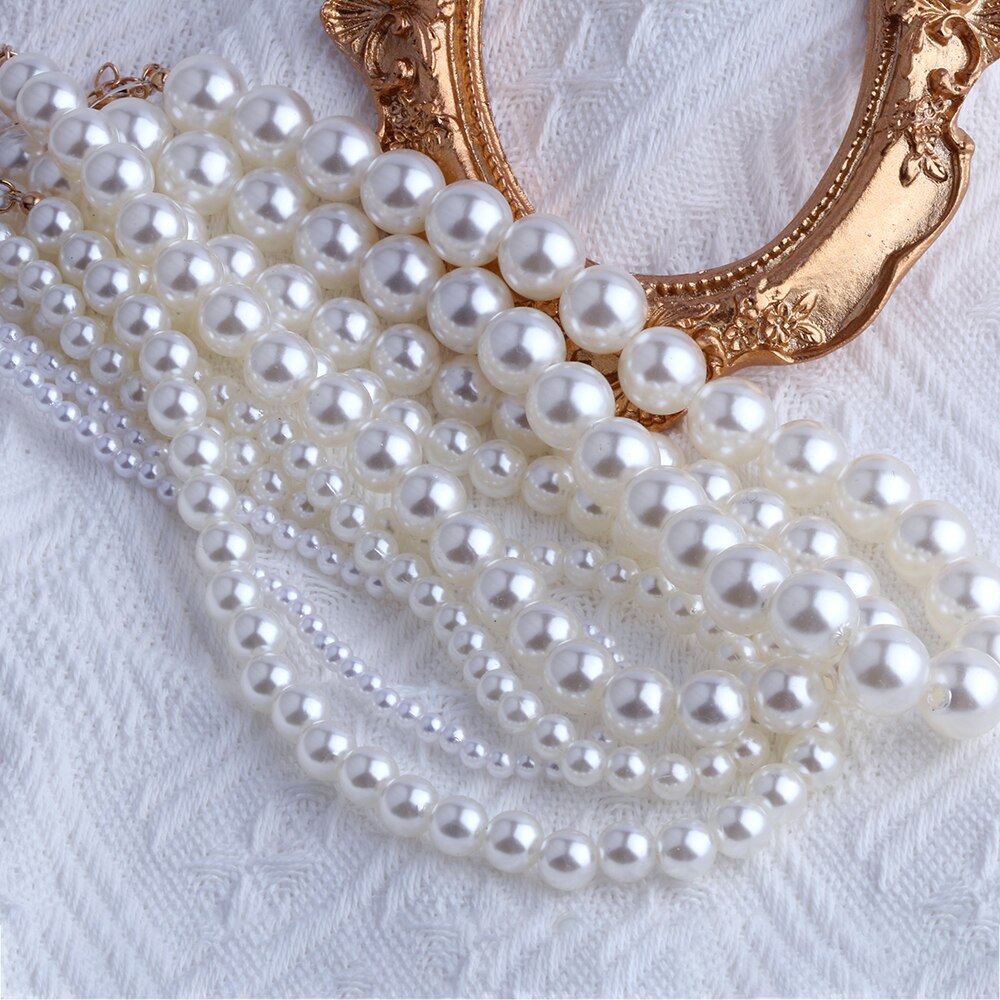 Elegant Imitation Pearl Choker Necklace for Women Big Round Pearl Wedding Necklaces Charm Party Wedding Jewelry Gifts