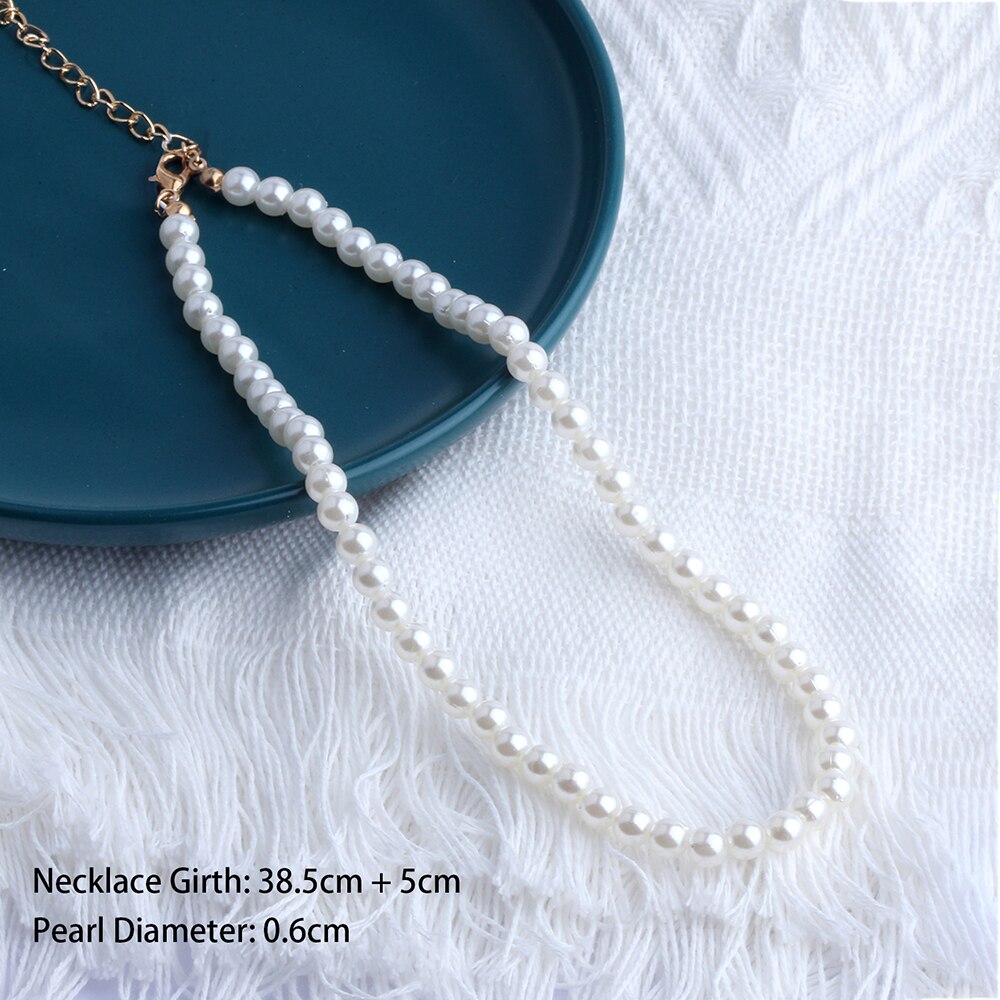 Elegant Imitation Pearl Choker Necklace for Women Big Round Pearl Wedding Necklaces Charm Party Wedding Jewelry Gifts