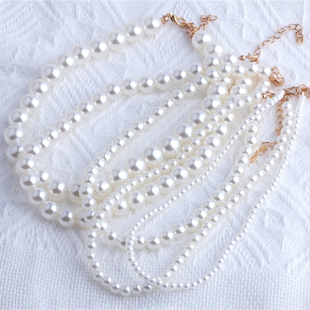 Elegant Imitation Pearl Choker Necklace for Women Big Round Pearl Wedding Necklaces Charm Party Wedding Jewelry Gifts