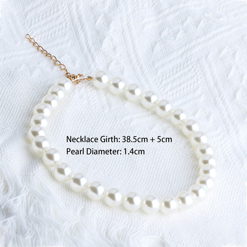 Elegant Imitation Pearl Choker Necklace for Women Big Round Pearl Wedding Necklaces Charm Party Wedding Jewelry Gifts