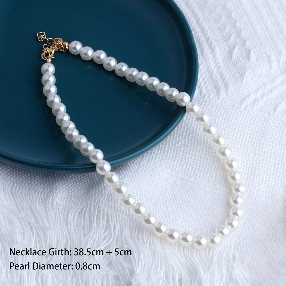 Elegant Imitation Pearl Choker Necklace for Women Big Round Pearl Wedding Necklaces Charm Party Wedding Jewelry Gifts