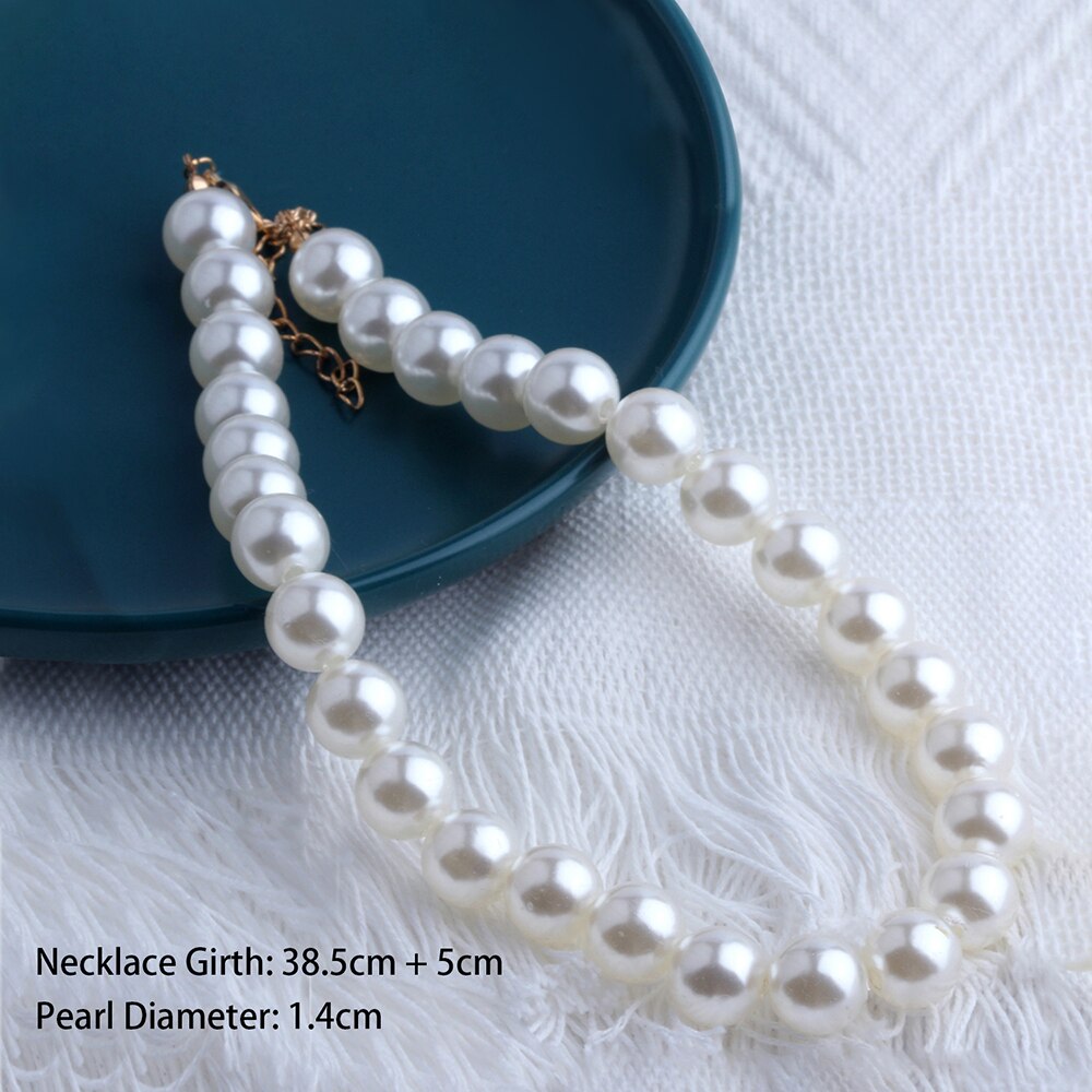 Elegant Imitation Pearl Choker Necklace for Women Big Round Pearl Wedding Necklaces Charm Party Wedding Jewelry Gifts