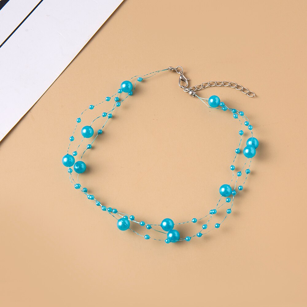 Elegant Multilayer Pearl Choker Necklace Vintage Flower Butterfly Acrylic Chain Necklace For Women Wedding Jewelry Gift