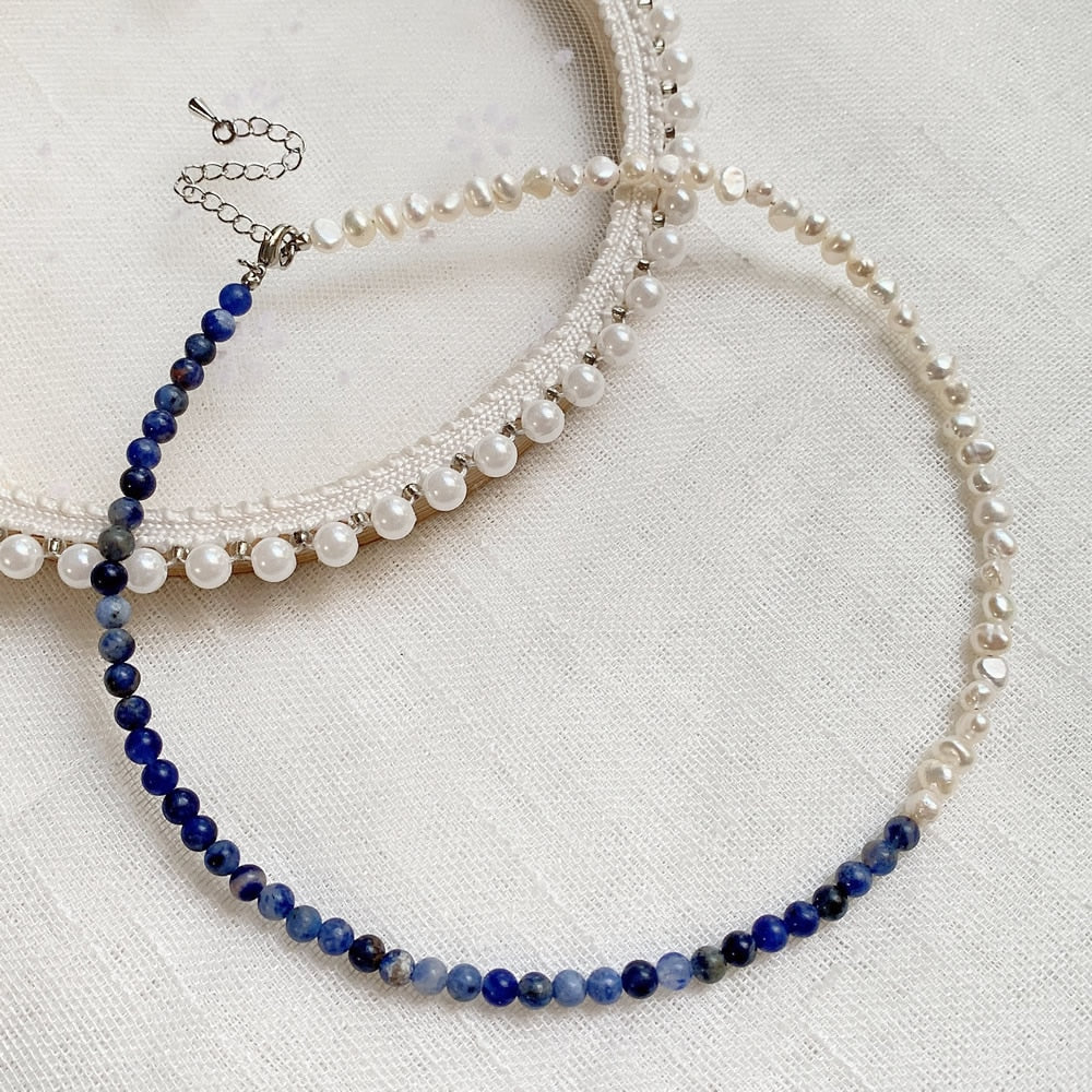 Elegant Natural Freshwater Pearl Necklace for Women Green Aventurine Stone Baoruqe Pearl Choker Wedding Jewelry Femme Collier