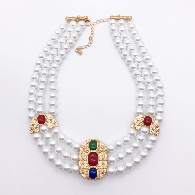 Elegant Pearls Jewelry Choker Collier Wedding Party Vintage Accessories Matte Pendant Necklace