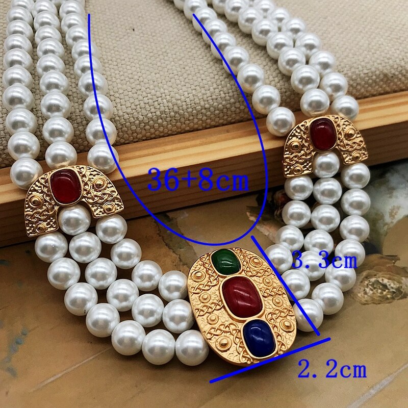 Elegant Pearls Jewelry Choker Collier Wedding Party Vintage Accessories Matte Pendant Necklace