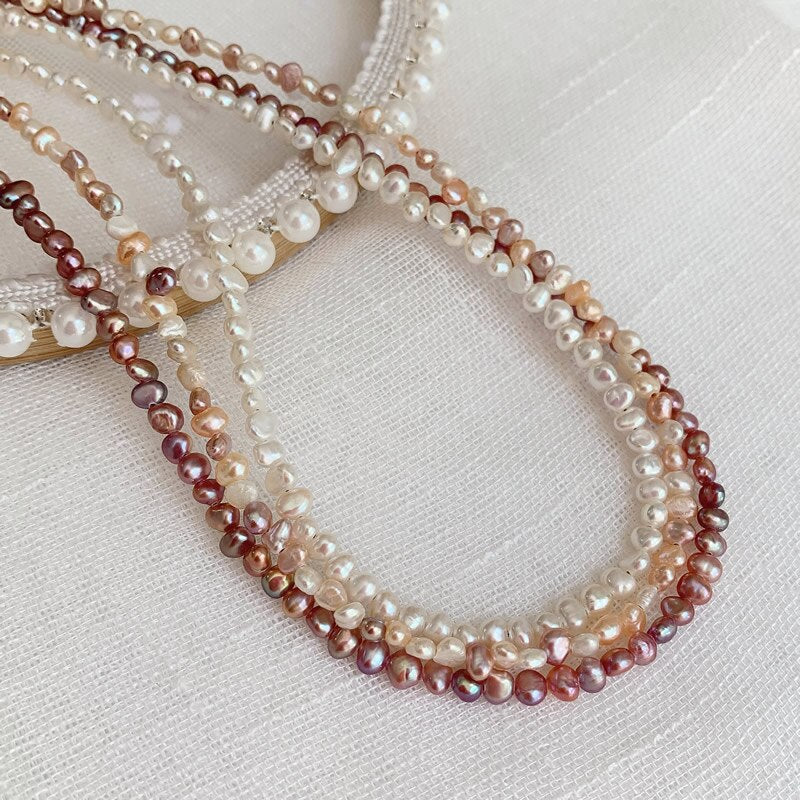 Elegant Real Natural Freshwater Pearl Necklace for Women Mini Small Irregular Baroque Pearl Choker Wedding Jewelry Femme Collier