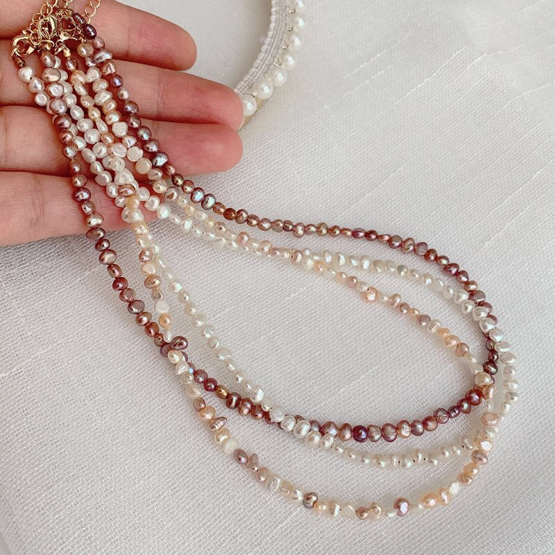 Elegant Real Natural Freshwater Pearl Necklace for Women Mini Small Irregular Baroque Pearl Choker Wedding Jewelry Femme Collier