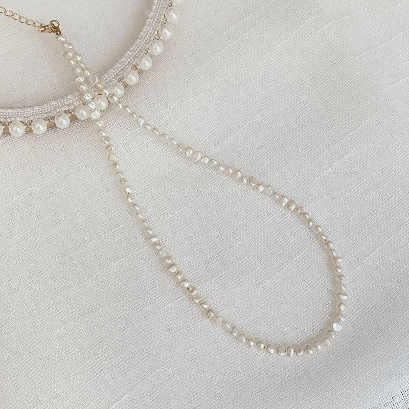 Elegant Real Natural Freshwater Pearl Necklace for Women Mini Small Irregular Baroque Pearl Choker Wedding Jewelry Femme Collier