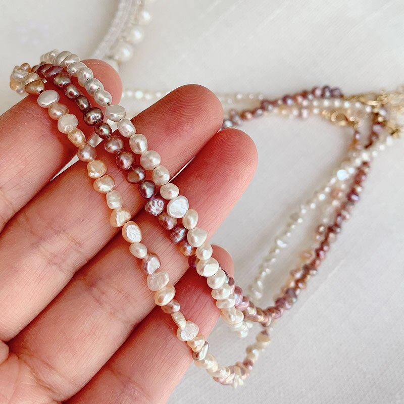 Elegant Real Natural Freshwater Pearl Necklace for Women Mini Small Irregular Baroque Pearl Choker Wedding Jewelry Femme Collier