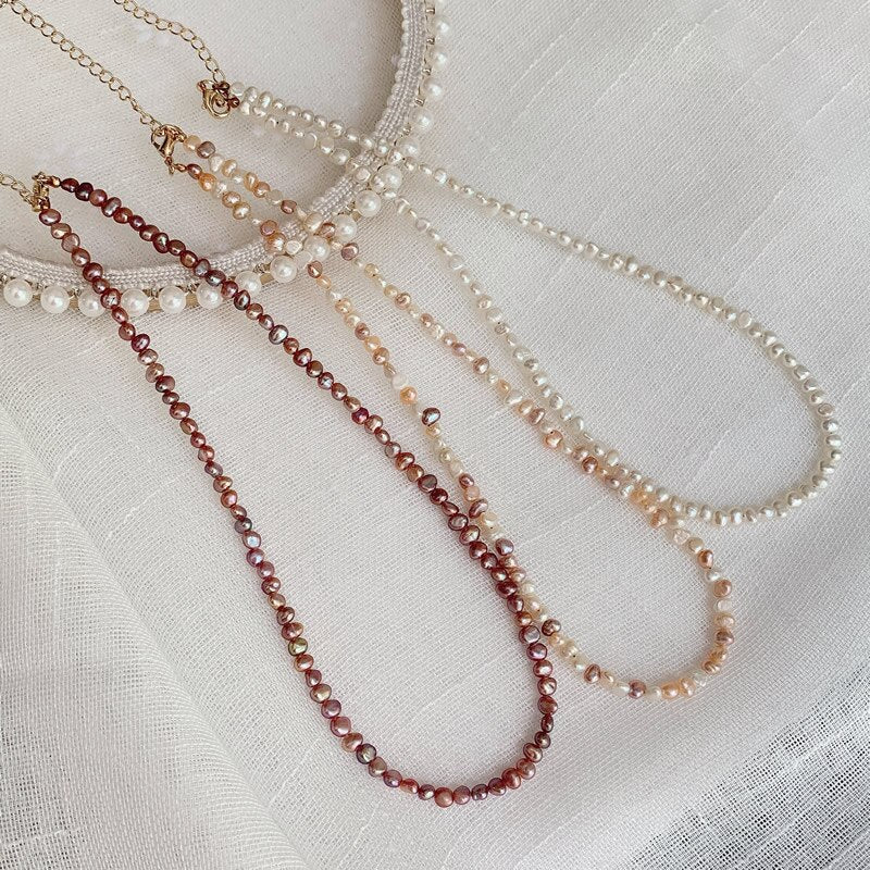 Elegant Real Natural Freshwater Pearl Necklace for Women Mini Small Irregular Baroque Pearl Choker Wedding Jewelry Femme Collier