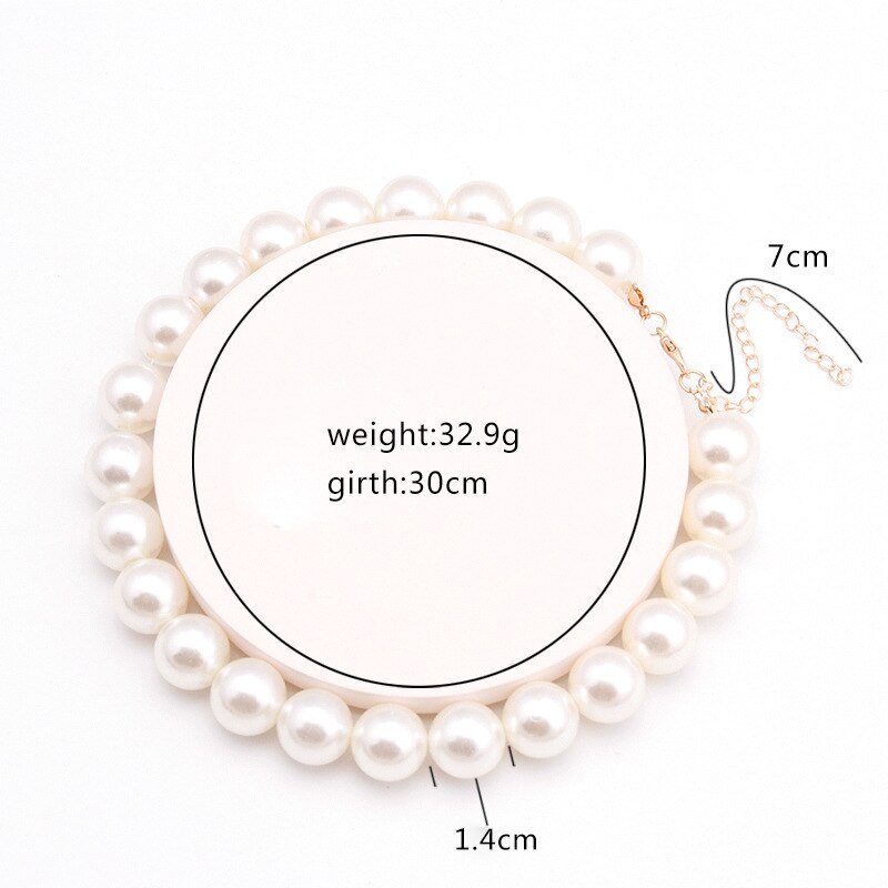 Elegant White Imitation Pearl Choker Necklace Big Round Pearl Wedding Necklace for Women Charm Jewelry