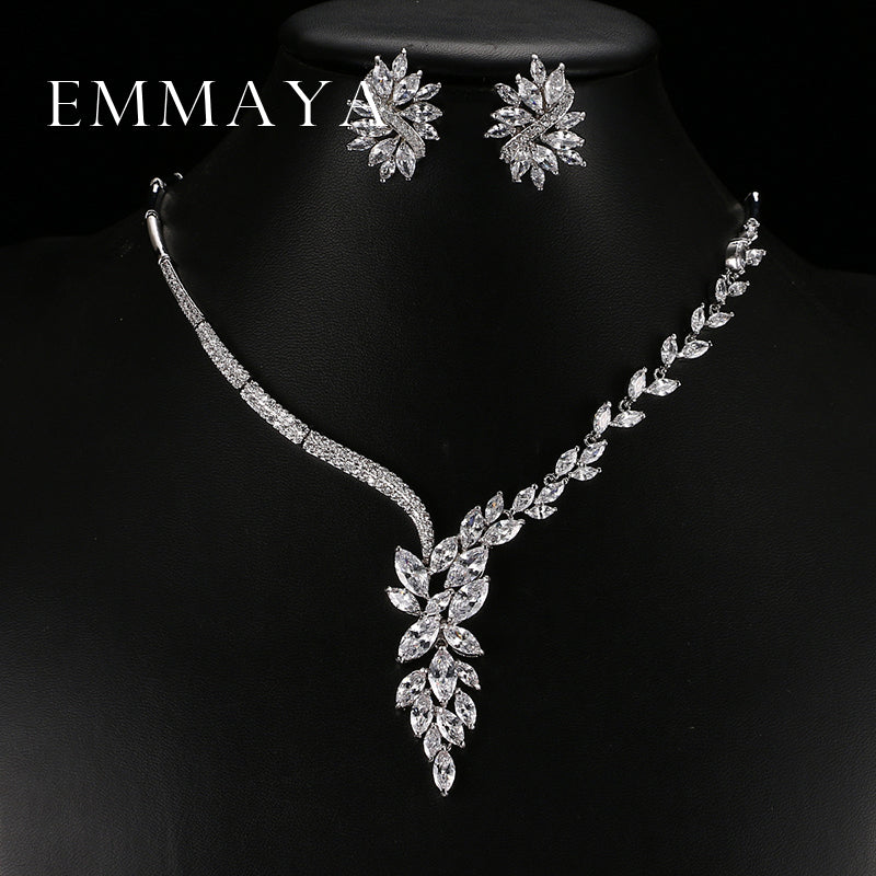 New-Unique-Design-Choker-Necklace-Stud-Earrings-Bridal-Jewelry-Sets-Wedding-Accessories-Dropship