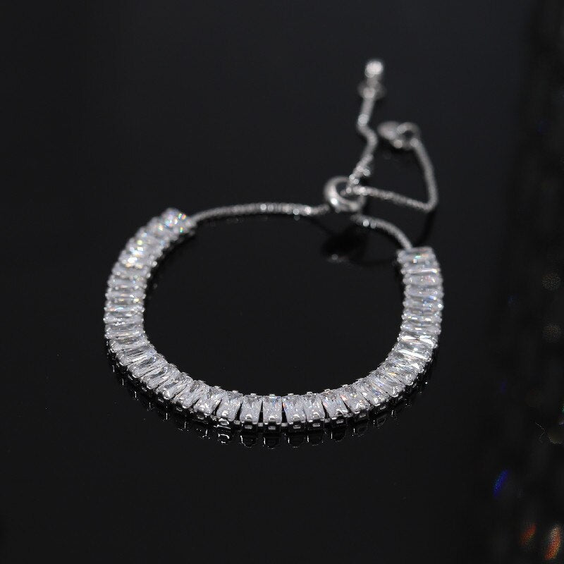 Europe America Jewelry  Full Square Zircon Earrings Necklace Bracelet Elegant Women Wedding Party Accessories