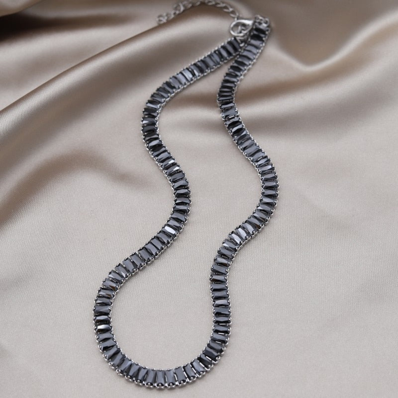 Europe and America selling Jewelry  Black Zircon Short Necklace Elegant Women's Party Accessories