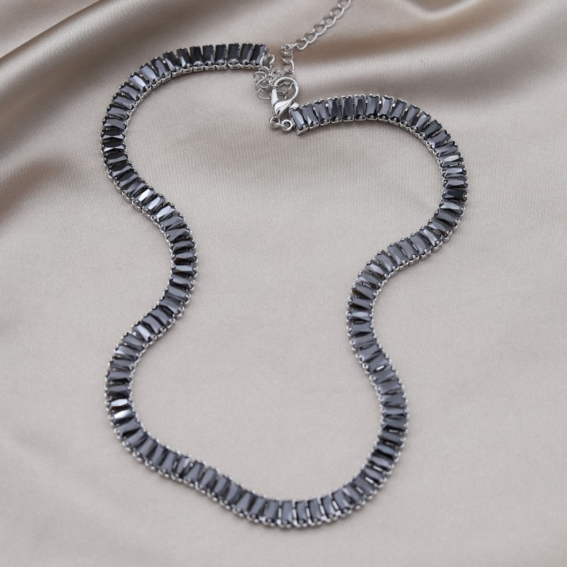 Europe and America selling Jewelry  Black Zircon Short Necklace Elegant Women's Party Accessories