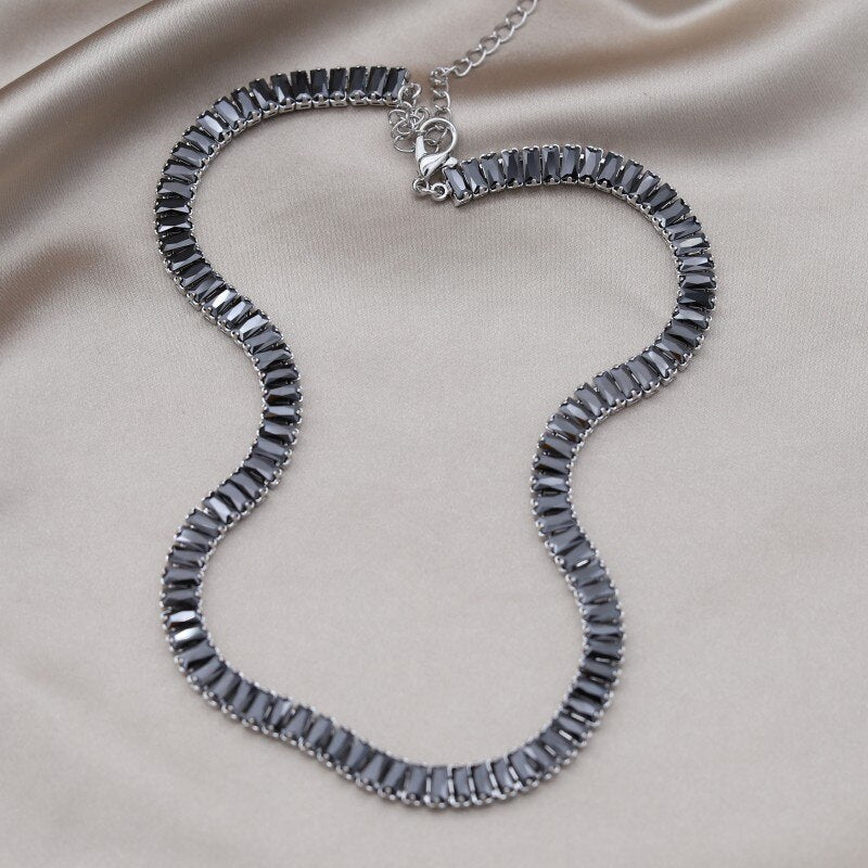 Europe and America selling Jewelry  Black Zircon Short Necklace Elegant Women's Party Accessories