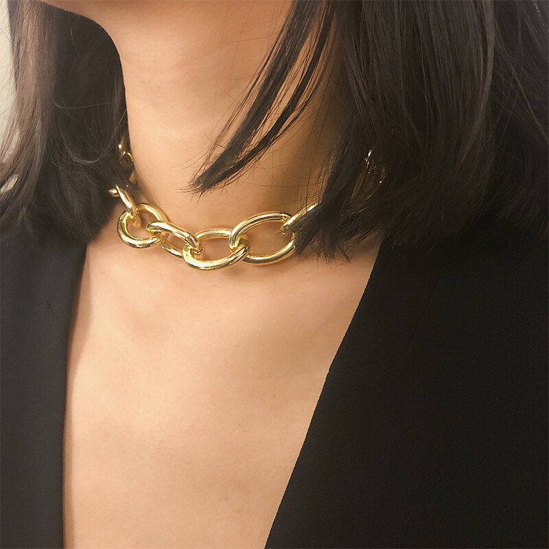 Thick Heavy Metal Choker Necklace Women