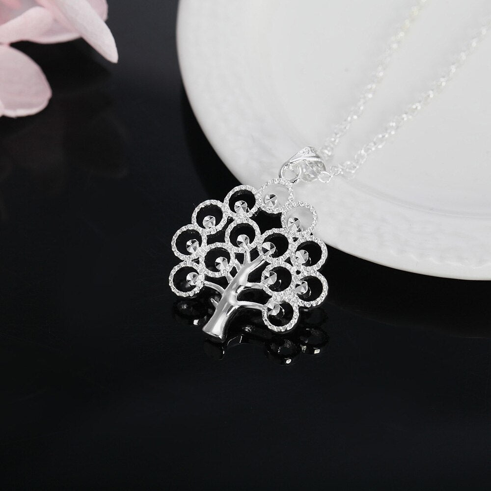 Exquisite Pretty 925 Stamped Silver fine tree Pendant Necklace For Women charms Christmas gifts party Wedding Jewelry