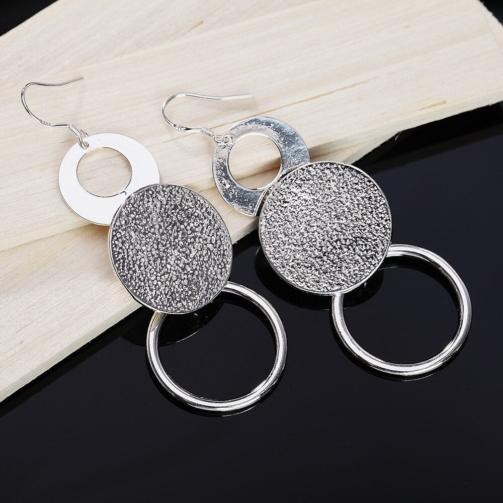 925 Stamp Silver Color Abrazine Circle Dangle Earrings For Women 2022 Weddings  Designer Jewelry Christmas GaaBou