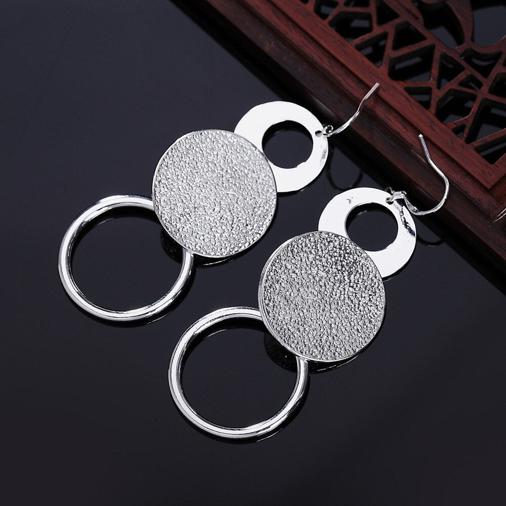 925 Stamp Silver Color Abrazine Circle Dangle Earrings For Women 2022 Weddings  Designer Jewelry Christmas GaaBou