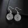925 Stamp Silver Color Bohemia Round Dangle Earrings For Women Bride Wedding Lover Party Christmas Jewelry GaaBou