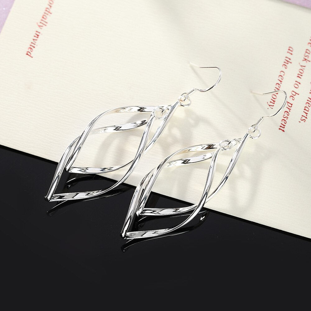 925 Sterling Silver Geometry Drop Earrings For Women 2022 Wedding Party Jewelry Gifts For Women Christmas GaaBou