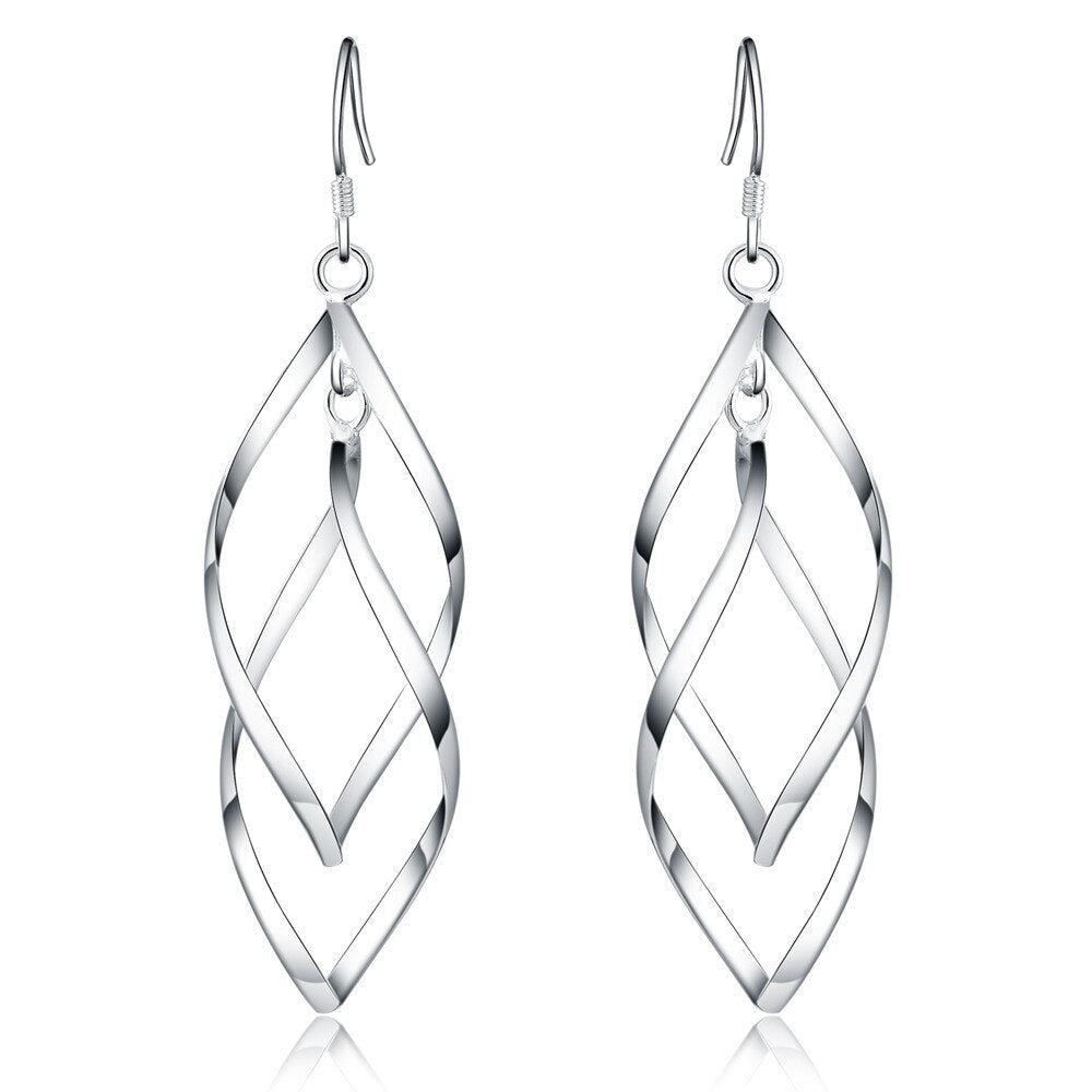 925 Sterling Silver Geometry Drop Earrings For Women 2022 Wedding Party Jewelry Gifts For Women Christmas GaaBou