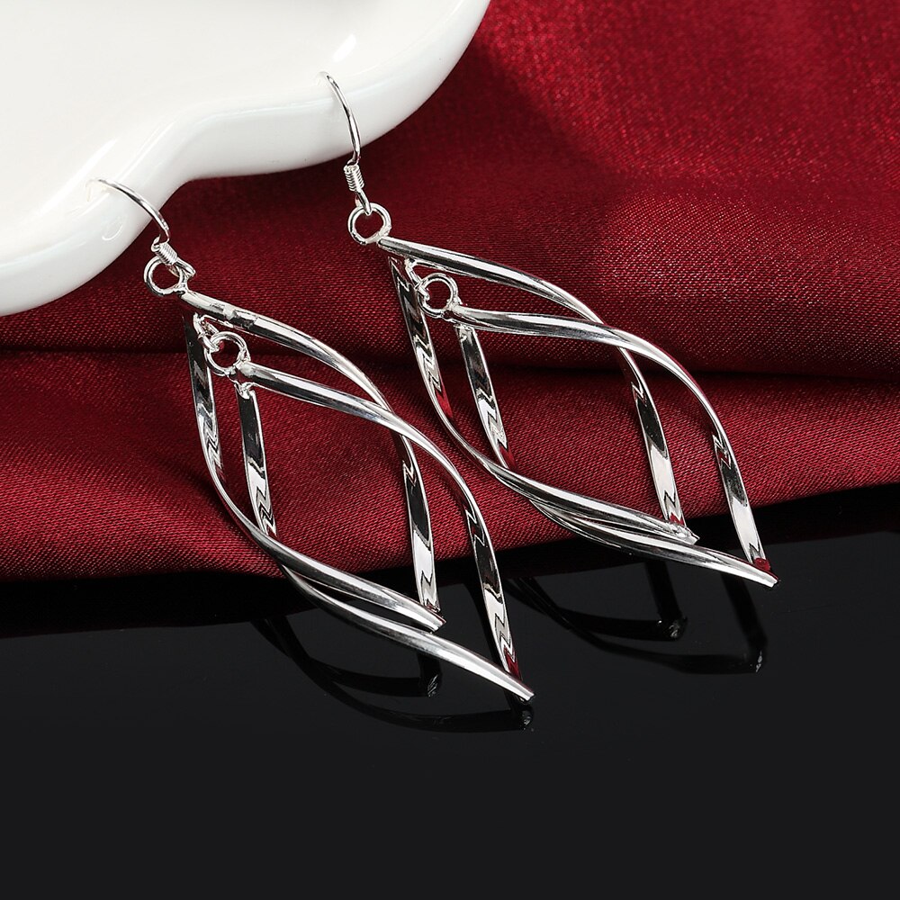 925 Sterling Silver Geometry Drop Earrings For Women 2022 Wedding Party Jewelry Gifts For Women Christmas GaaBou