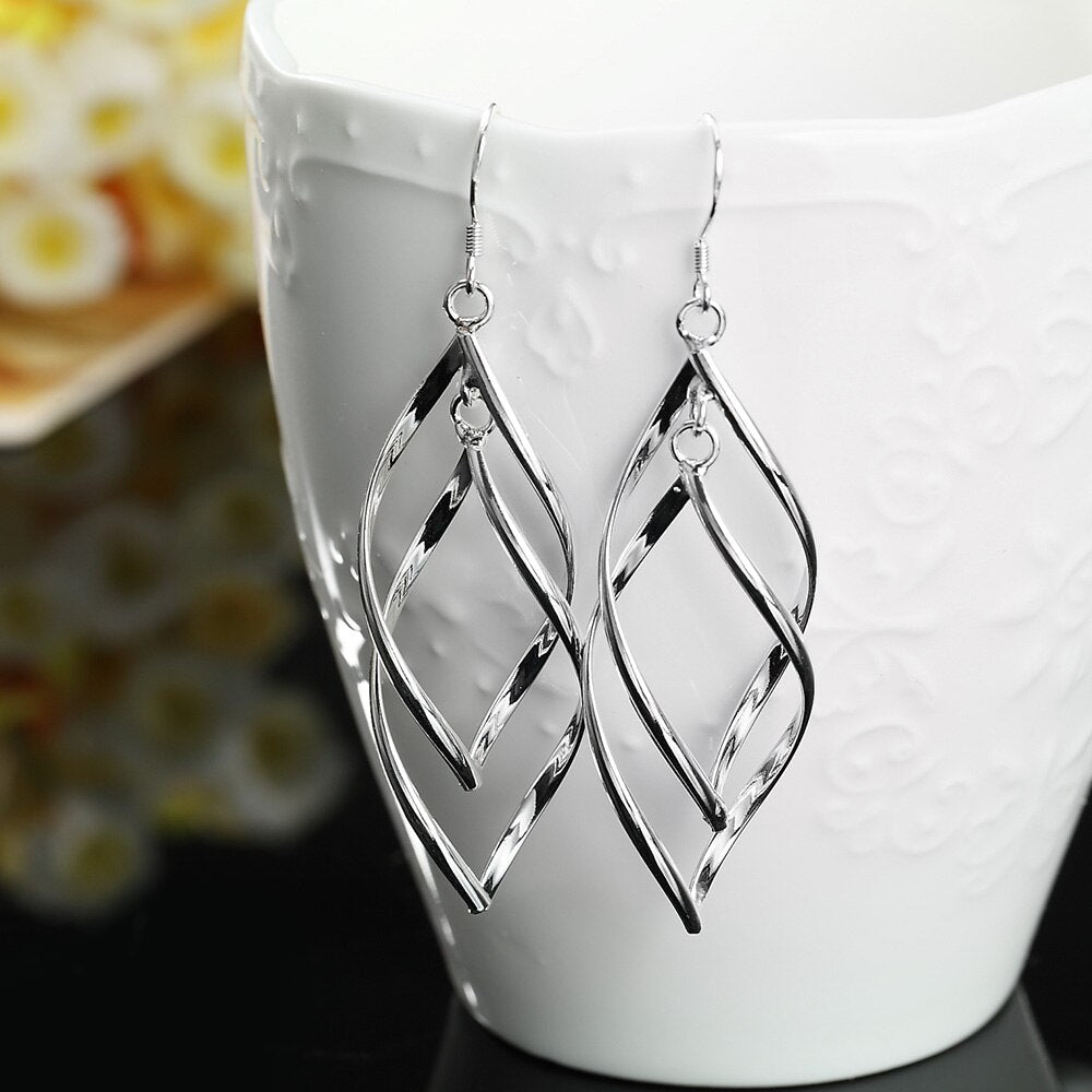 925 Sterling Silver Geometry Drop Earrings For Women 2022 Wedding Party Jewelry Gifts For Women Christmas GaaBou