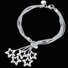 925 sterling silver Pretty Tassel chain star pendant Bracelet for woman Wedding party Gifts Street all-match Jewelry