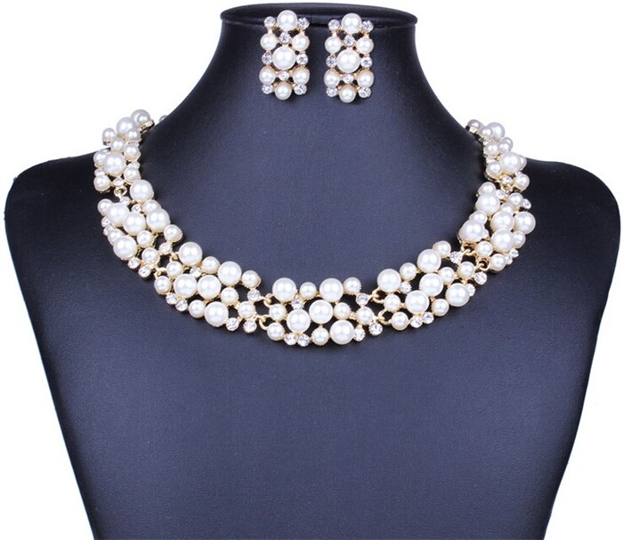 Beads Gold Chocker Collar Necklace For Women Wedding Accessories Simulated Pearl Necklaces Statement Jewelry Decoration