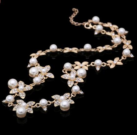 Beads Gold Chocker Collar Necklace For Women Wedding Accessories Simulated Pearl Necklaces Statement Jewelry Decoration