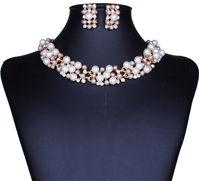 Beads Gold Chocker Collar Necklace For Women Wedding Accessories Simulated Pearl Necklaces Statement Jewelry Decoration